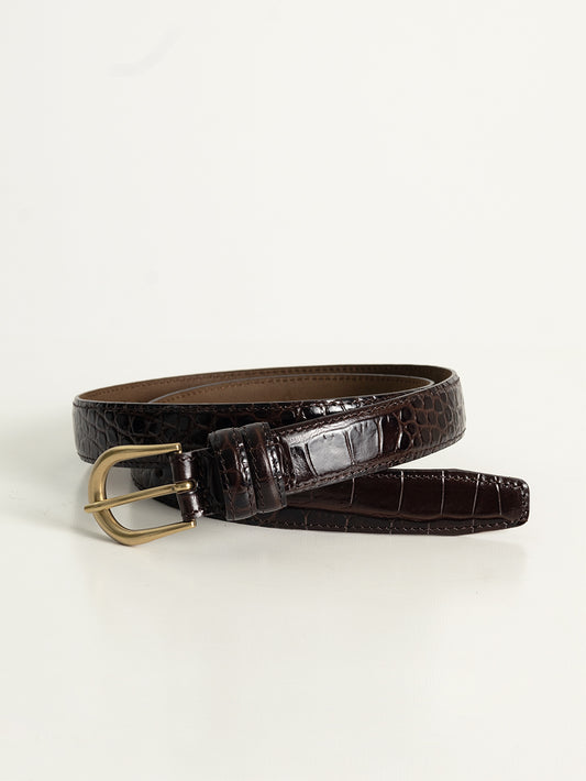 Cinturón Coco Print 2,5 cm Marrón